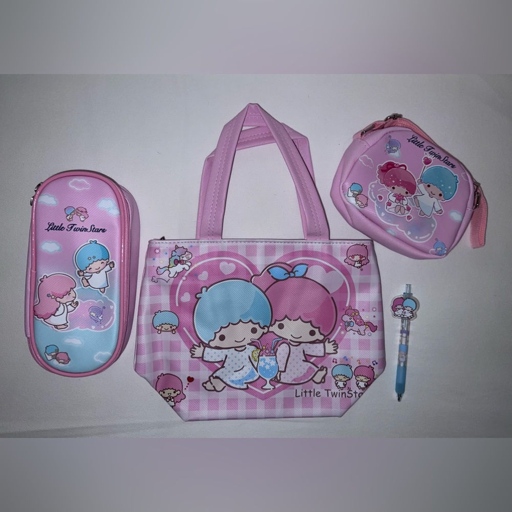 Cute Bundle: includes tote bag, pencil case, pen & small cross body purse